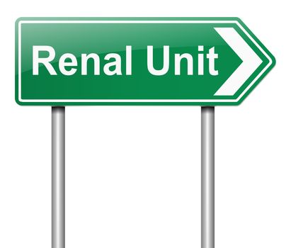 Illustration depicting a sign directing to Renal Unit.