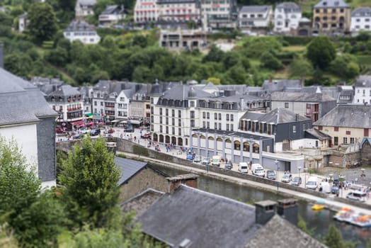 tilt shift of the belgium city bouillon