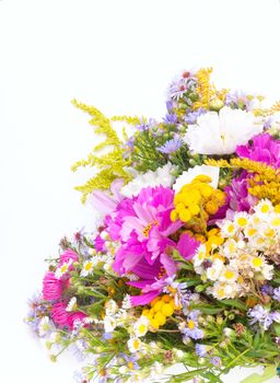Bouquet of Wild Summer Flowers on White Background