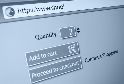 Online Shopping -  url of fictitious online shop in address bar of web browser