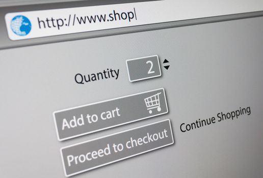 Online Shopping -  url of fictitious online shop in address bar of web browser