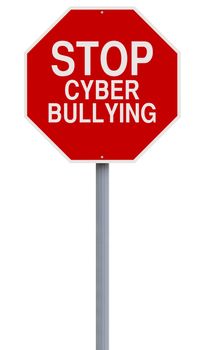 A modified stop sign on Cyber Bullying