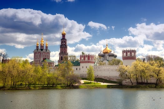 View of the Novodevichy Convent in Moscow in the spring
