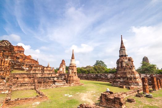Ancient temple of Ayutthaya, Wat Mahathat, Thailand.