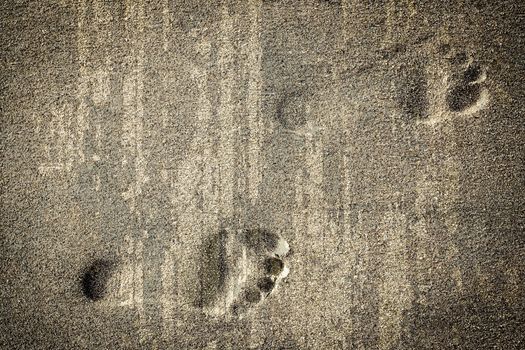 footsteps in sandy on the beach