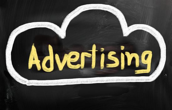 "Advertising" handwritten with chalk on a blackboard