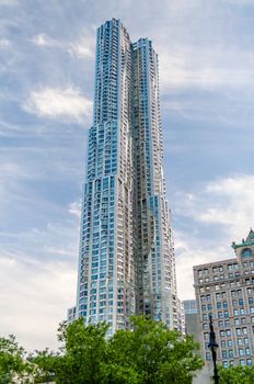 NEW YORK - MAY 27: The Beekman Tower, also known as 8 Spruce St. or New York by Gehry, on May 27, 2013. The tower is the second tallest residential building in the Western Hemisphere