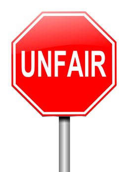 Illustration depicting a sign with an unfair concept.