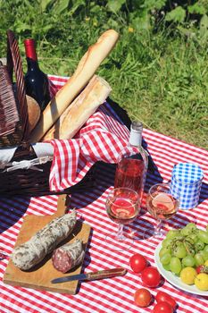 Picnic in french with wine