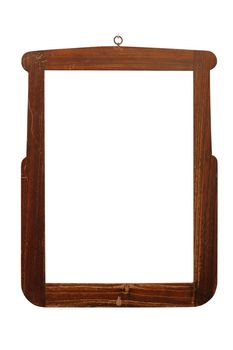 old handmade wooden frame for paintings isolated over white background