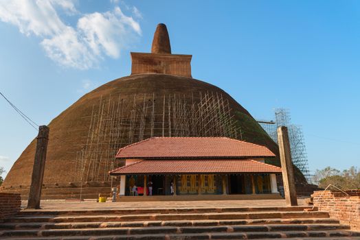 ANURADHAPURA, SRI LANKA - APR 16: Adhayagiri dagoba (stupa) on Apr 16, 2013 in Anuradhapura, Sri Lanka