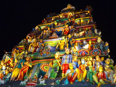 An intricate decoration of the Shree Lakshminarayan Hindu temple in Singapore