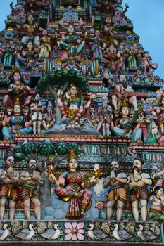 An intricate decoration of the Shree Lakshminarayan Hindu temple in Singapore