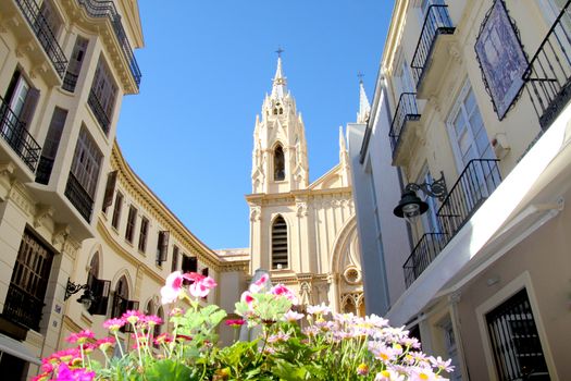 The entrance of Santo Christo de la Salud church in Malaga, Spain