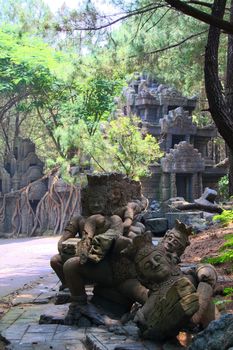 Ruins of a hindu temple near Candi in Java, Indonesia