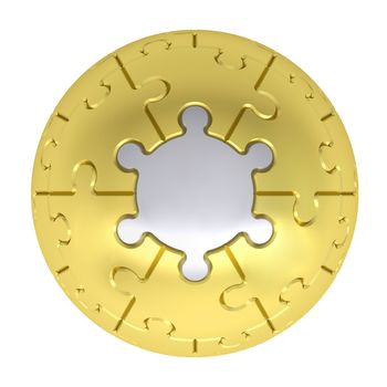 Sphere consisting of puzzles. Isolated render on a white background