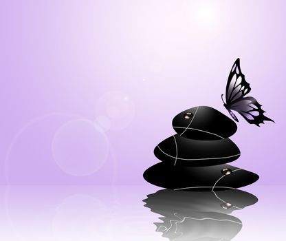 Zen stone and butterfly