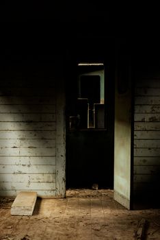 Abstract photo of a door opened with shadows