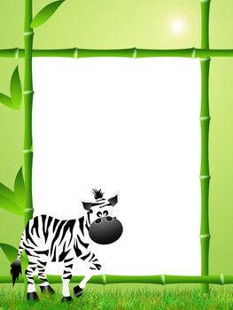 Zebras cartoon and bamboo frame