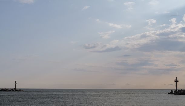 entrance to the Curonian Bay on a summer evening, Klaipeda, Lithuania