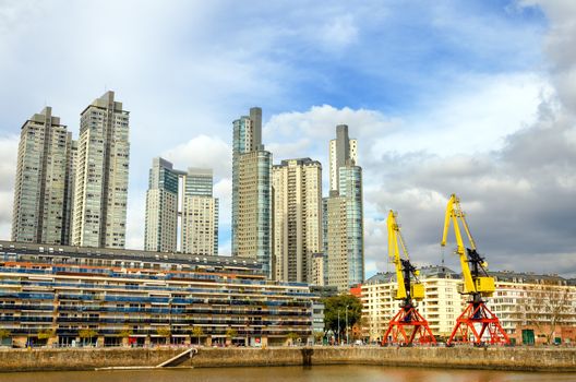 Tall skyscrapers in the Puerto Madero neighborhood of Buenos Aires, Argentina