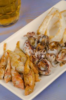 Traditional  Spanish tapa, assortment of fried fish