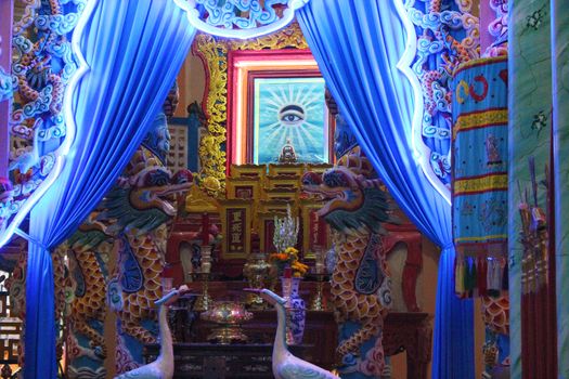 Cao Dai holy temple in My Tho in the Mekong delta in Vietnam