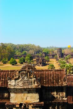 Aerial panorama from Angkor Wat temple in Siem Reap, Cambodia