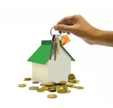 Property investment concept with hand holding bunch of keys