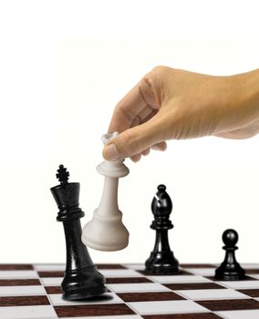 Queen checkmate on king over white