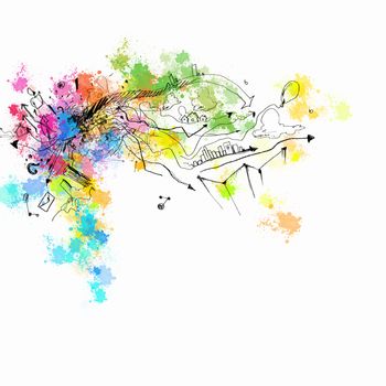 Background image with colorful splashes and drops