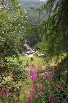 glimpse of a little town in glimpse of a little town in Aosta Valley