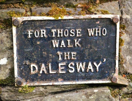 A sign for Dalesway walkers in the English Lake District.