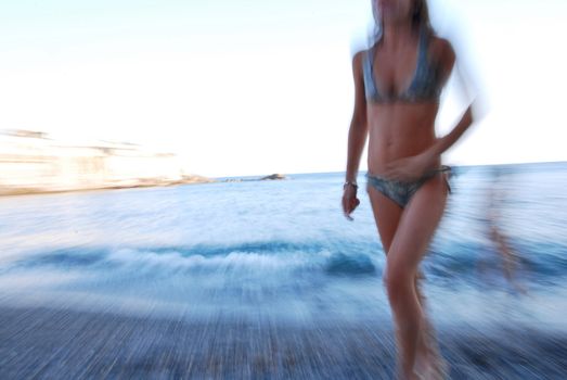 girl at sea on the Ligurian coast