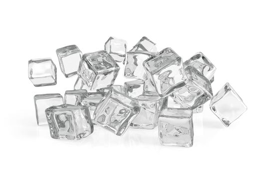 Ice cubes on white background