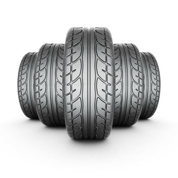 Black sports wheel on a white background