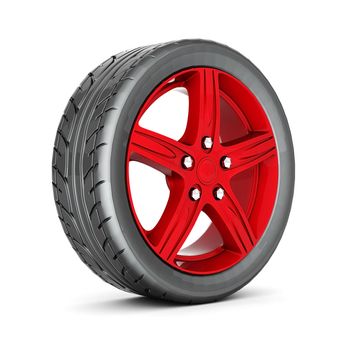 black and red sports wheel on a white background