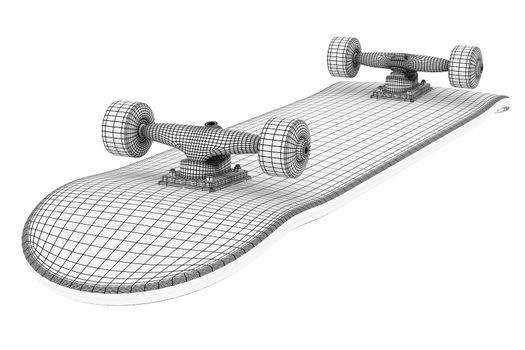 brand new skateboard, pictured on a white background