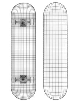 brand new skateboard, pictured on a white background