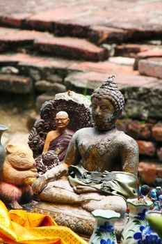 A shrine with statues of Buddha in Thailand
