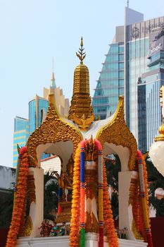 A shrine with statues of Buddha in Bangkok,Thailand
