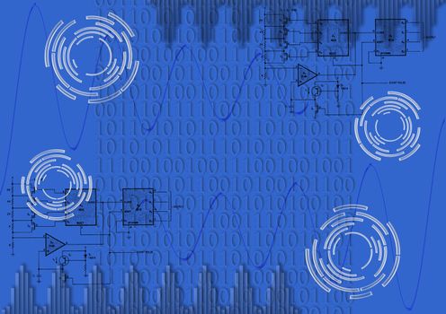 The electric scheme sinusoidal signals and binary numbers