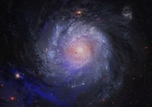 Stars and spiral galaxy in a free space