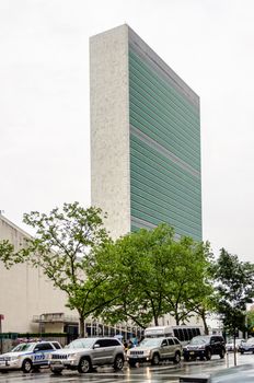 NEW YORK - MAY 28: United Nations Building, New York on May 28, 2013. The United Nations Building in Manhattan is the headquarters of the United Nations organization since 1952