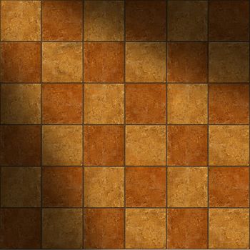 Thirty-six ceramic two-tone brown stone tiles lit diagonally