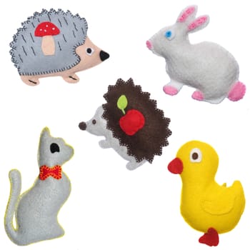 Bunnies, hedgehogs, cat and duckling - kids toys