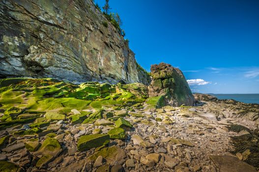 Eroded cliff and beach located in Cape Enrage New Brunswick Canada