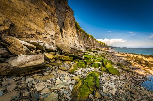 Eroded cliff and beach located in Cape Enrage New Brunswick Canada