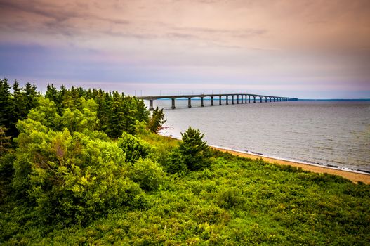 Cape Jourimain Confederation Bridge and the surrounding beach in New Brunswick Canada