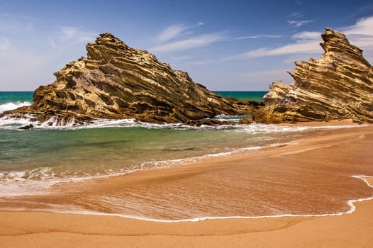 Rocks at the beach of Porto Covo Beach on Alentejo, Portugal.